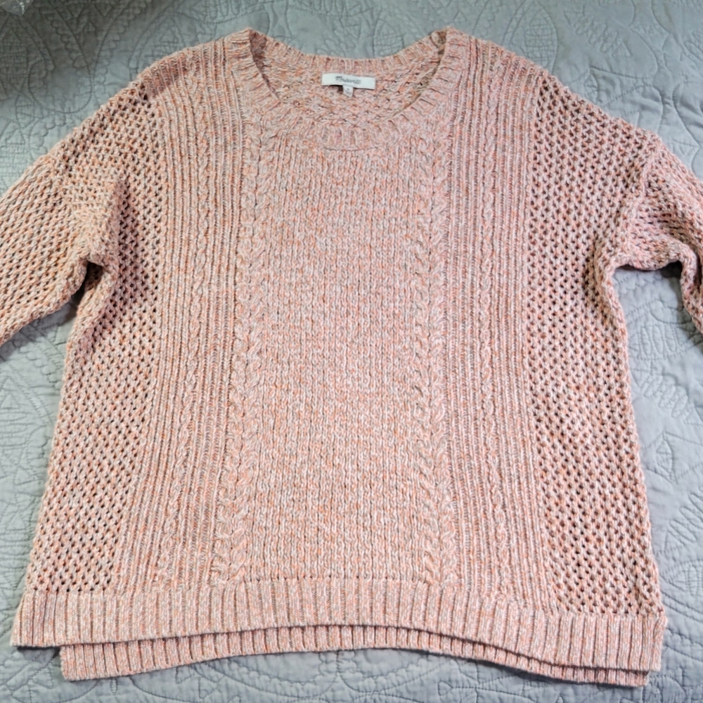 Madewell Peach Cable Knit Sweater